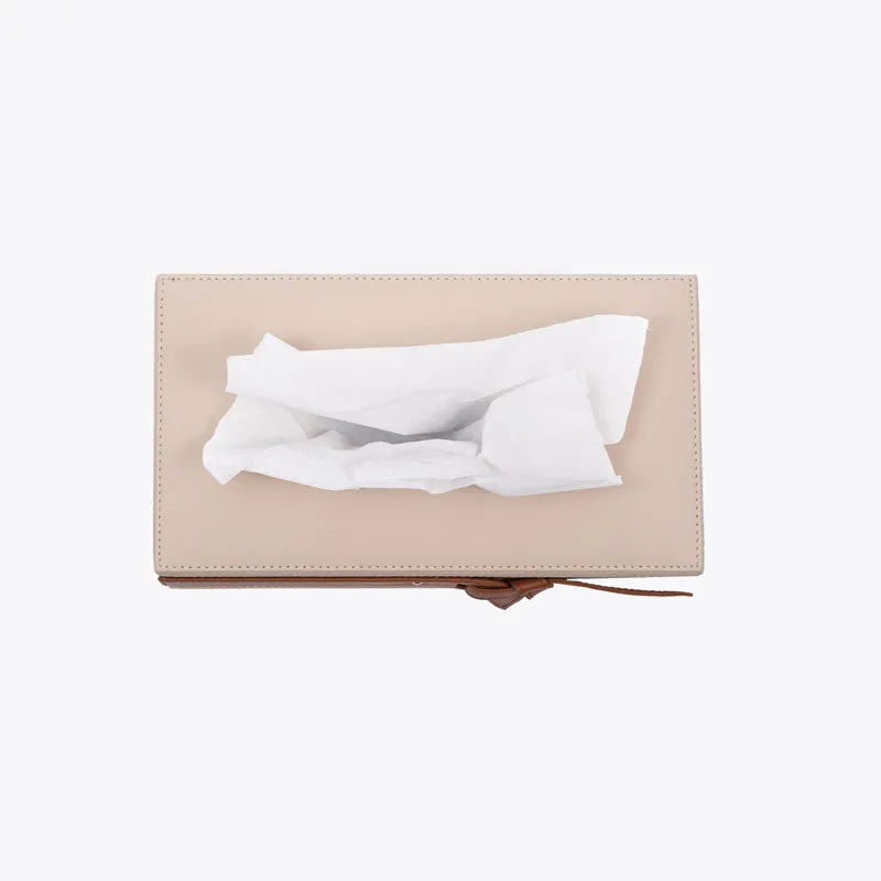 Mona Vegan Leather Tissue Box - Beige