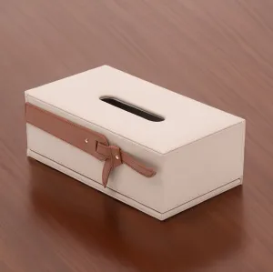 Mona Vegan Leather Tissue Box - Beige