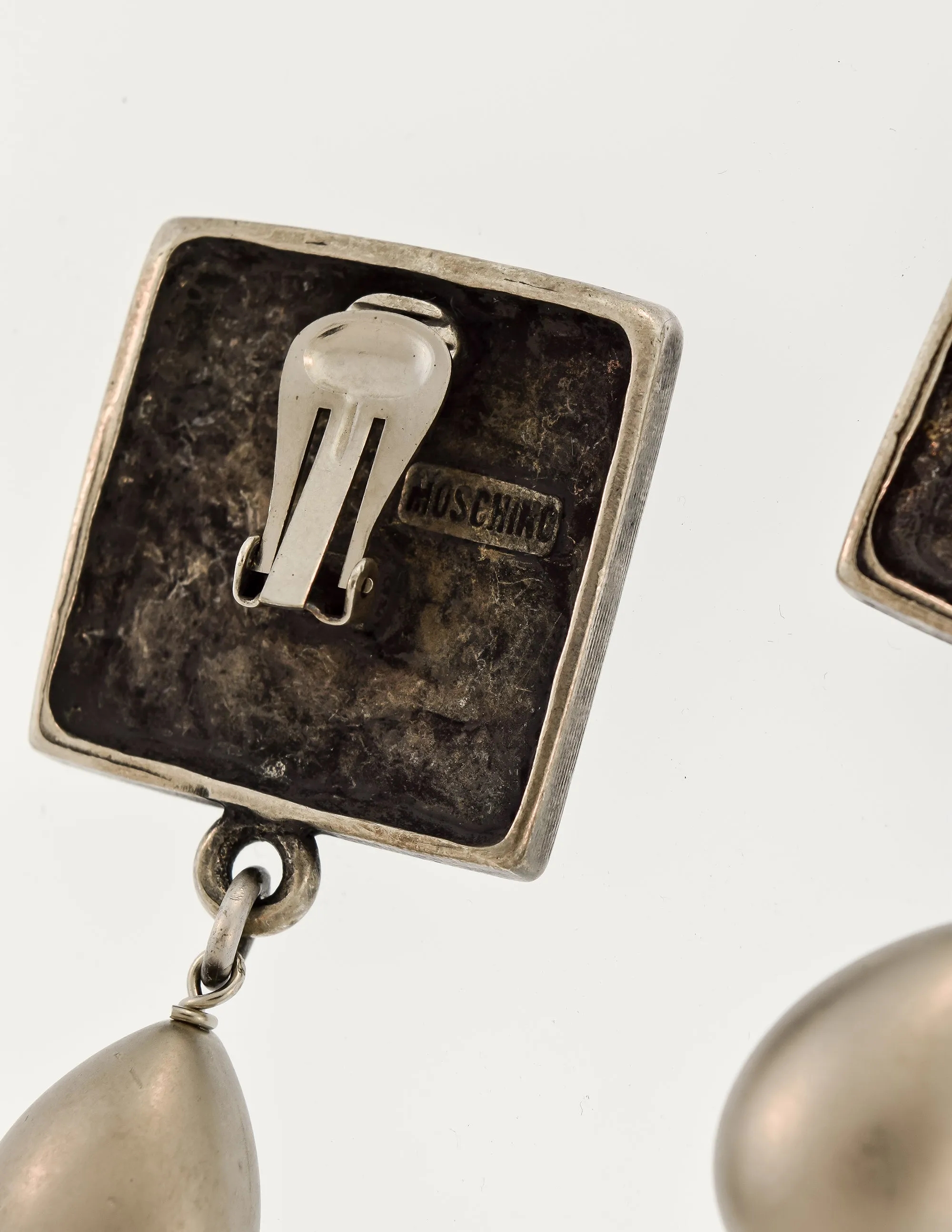 Moschino Vintage I Am What I Am Silver Slogan Statement Earrings