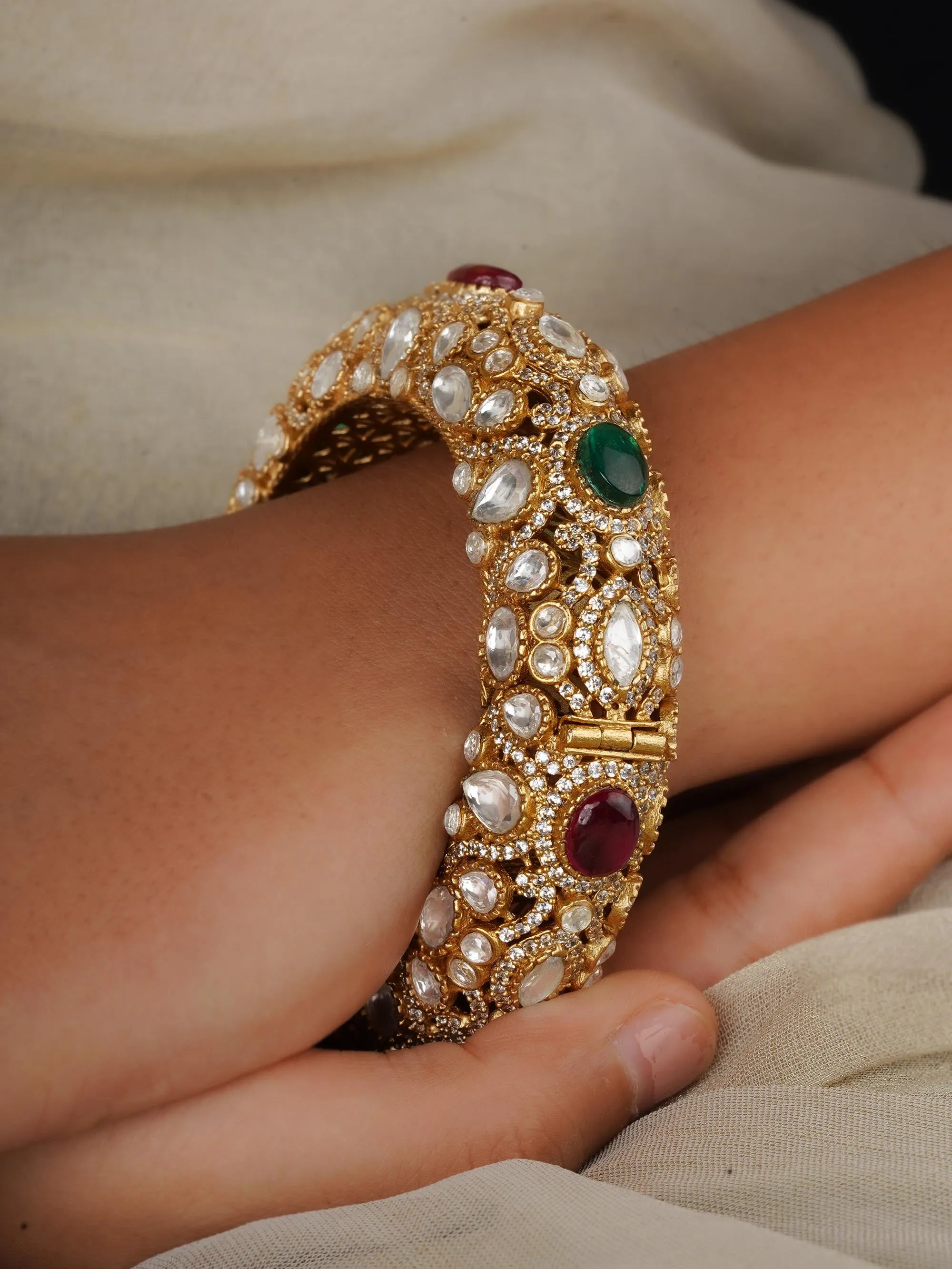 Multicolor Gold Plated Faux Polki Bangles - PK-BAN3M
