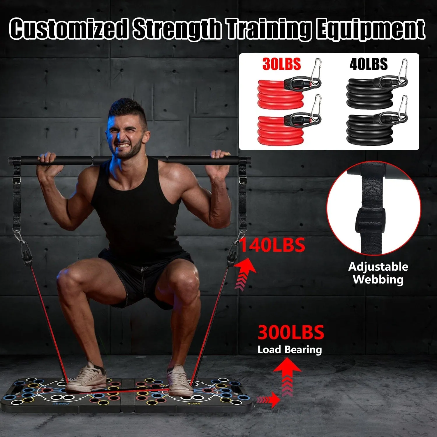Multifunctional Push Up Board Home Strength Training Equipment with 15 Fitness Accessories