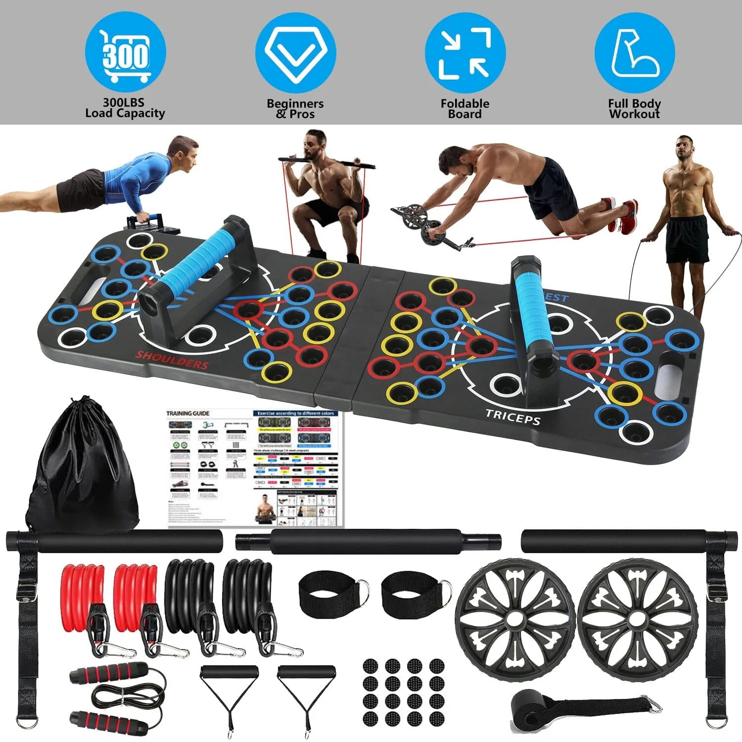 Multifunctional Push Up Board Home Strength Training Equipment with 15 Fitness Accessories