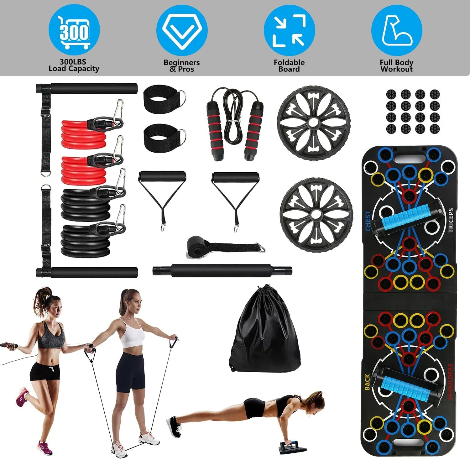 Multifunctional Push Up Board Home Strength Training Equipment with 15 Fitness Accessories