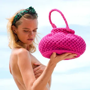 NAGA Macrame Vessel Basket Bag, in Shocking Pink
