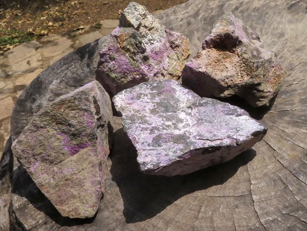 Natural Rough Stichtite Specimens x 4 From Barberton, South Africa