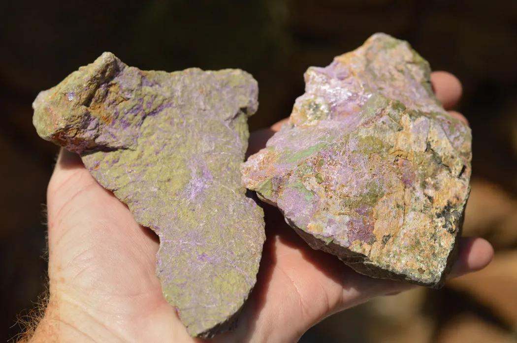 Natural Selected Stichtite & Green Serpentine Cobbed Specimens x 8 From Barberton, South Africa