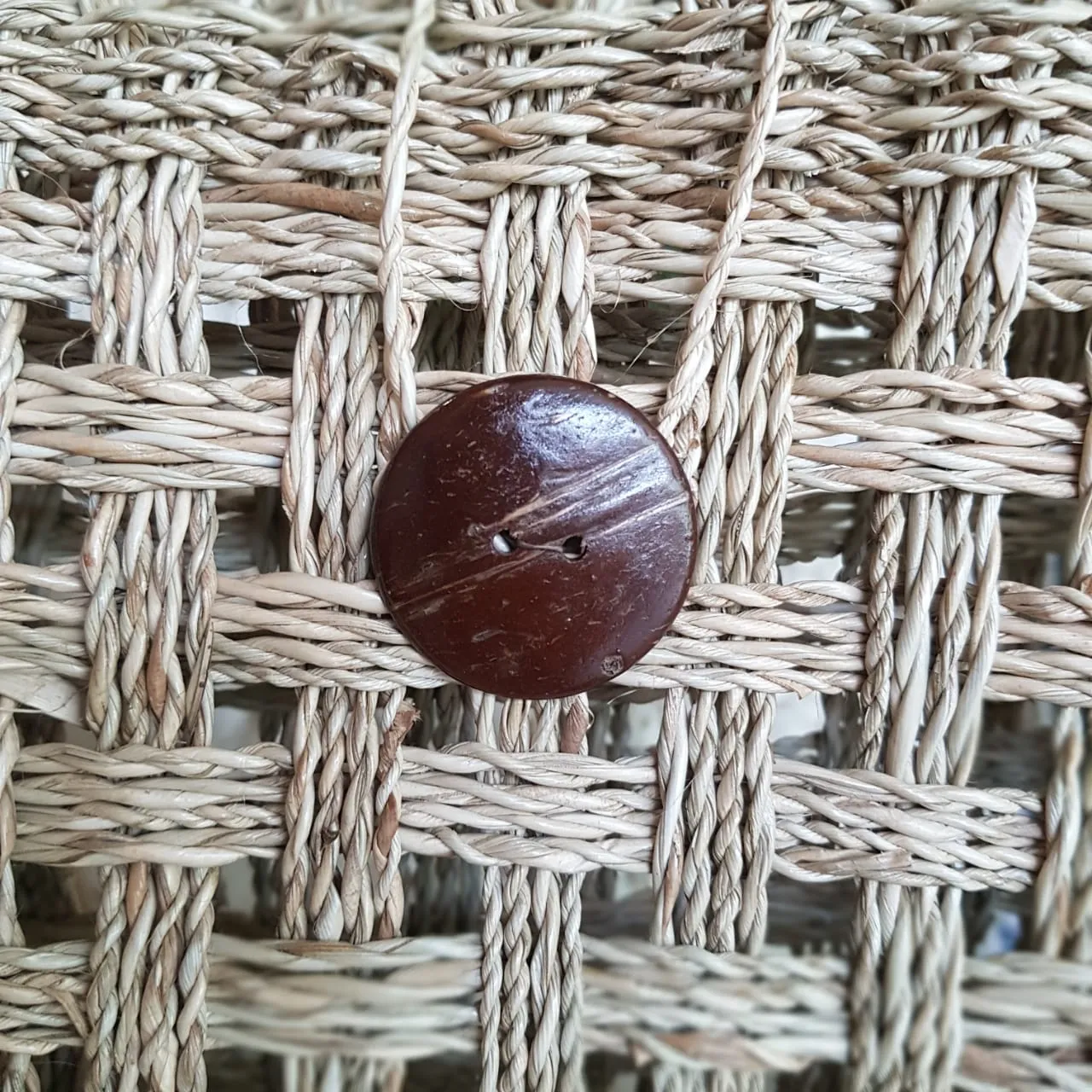 Natural Woven Water Hyacinth Bag With Coconut Shell Button