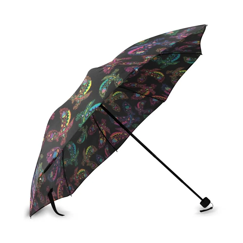 Neon Floral Eagles Foldable Umbrella