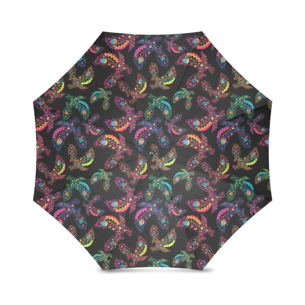 Neon Floral Eagles Foldable Umbrella