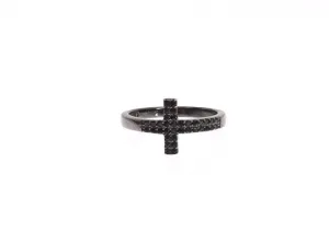 Nialaya Exquisite Black CZ Crystal Sterling Silver Ring