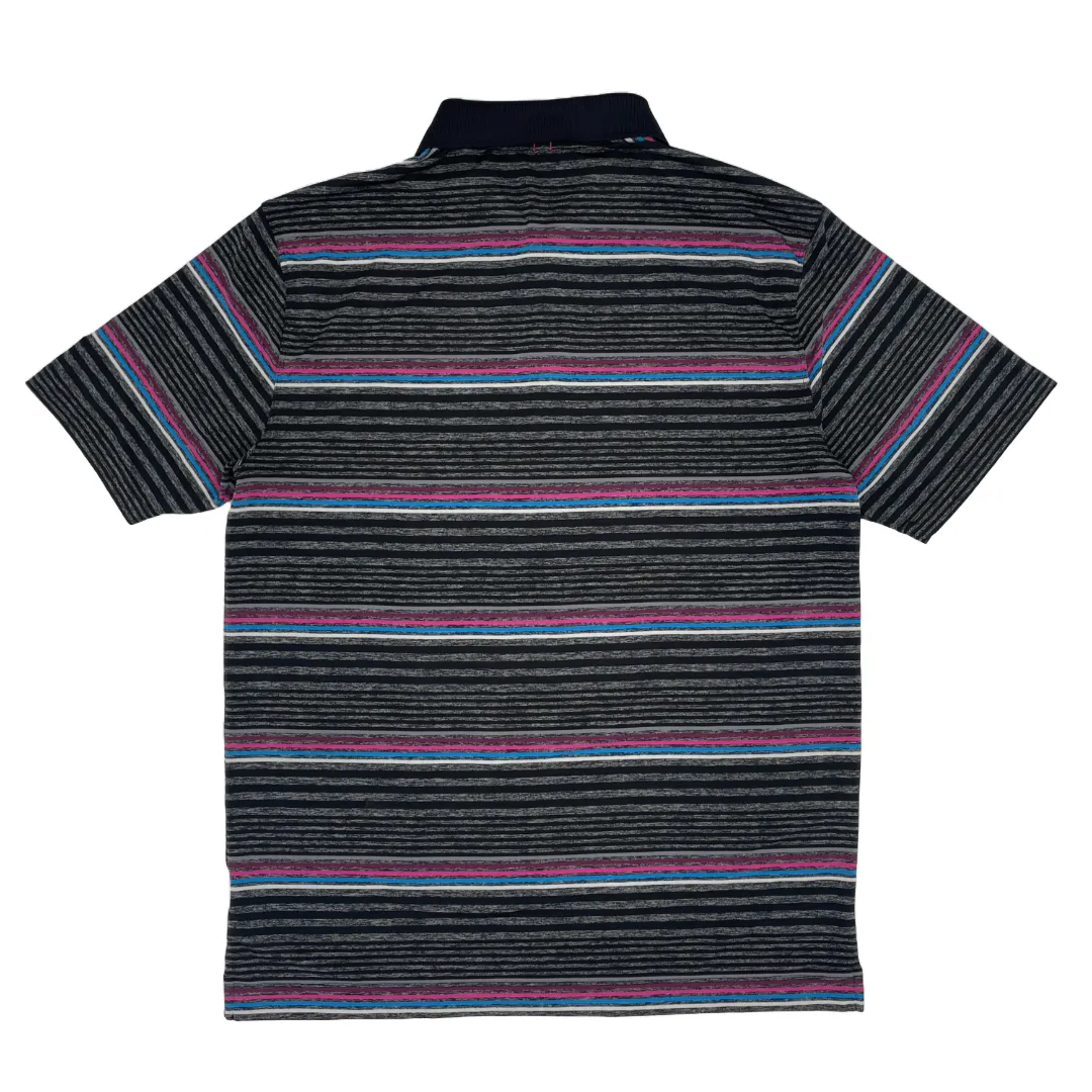 Nike Black/Pink/Blue Stiped Polo-Shirt (M)
