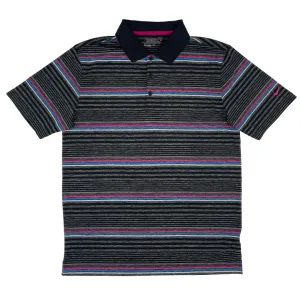 Nike Black/Pink/Blue Stiped Polo-Shirt (M)