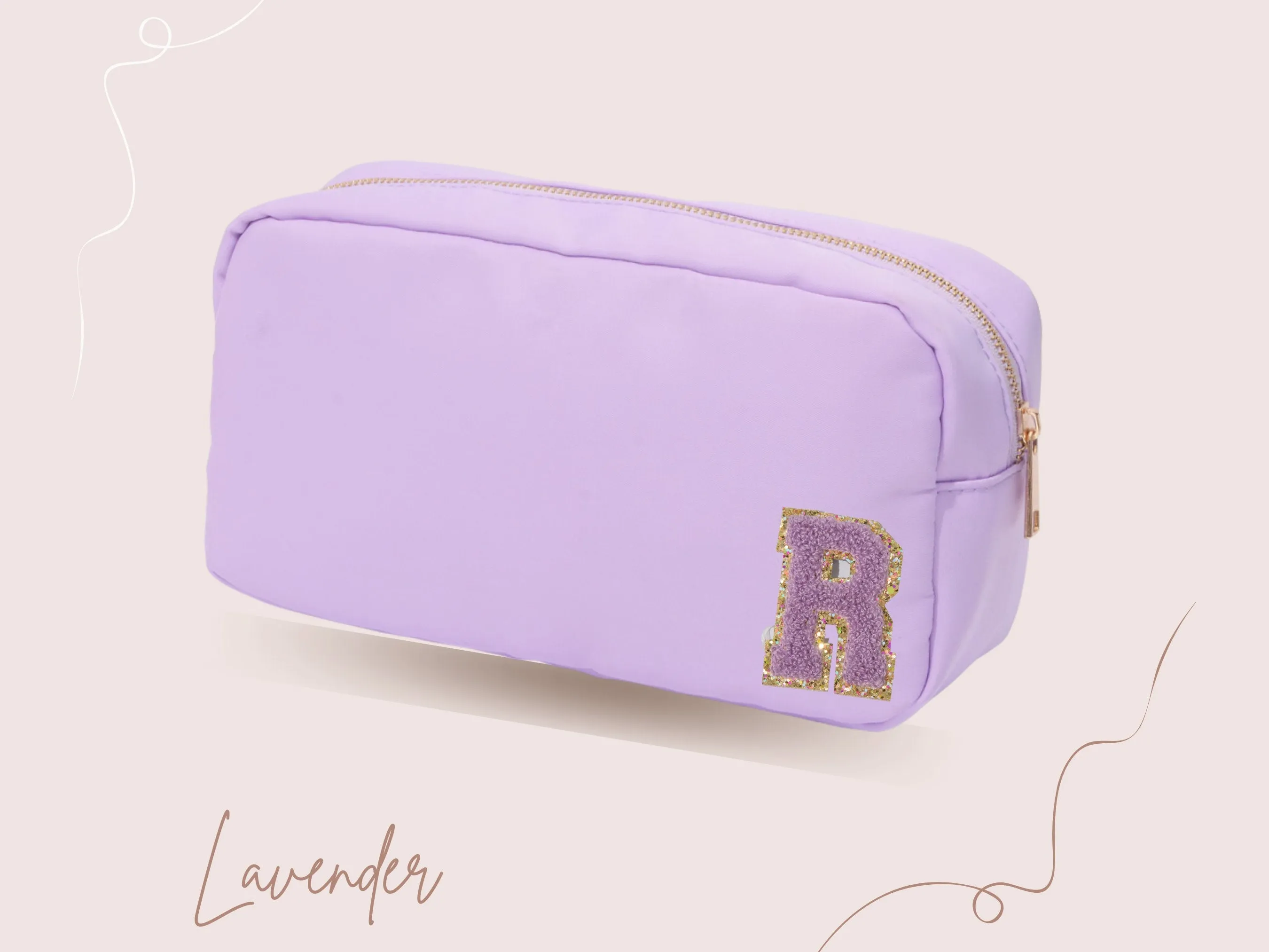 Nylon Makeup Bag, Best Friend Gift, Bridesmaid Proposal Gift, Personalized Cosmetic Bag, Varsity Letters
