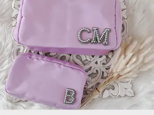 Nylon Makeup Bag, Best Friend Gift, Bridesmaid Proposal Gift, Personalized Cosmetic Bag, Varsity Letters