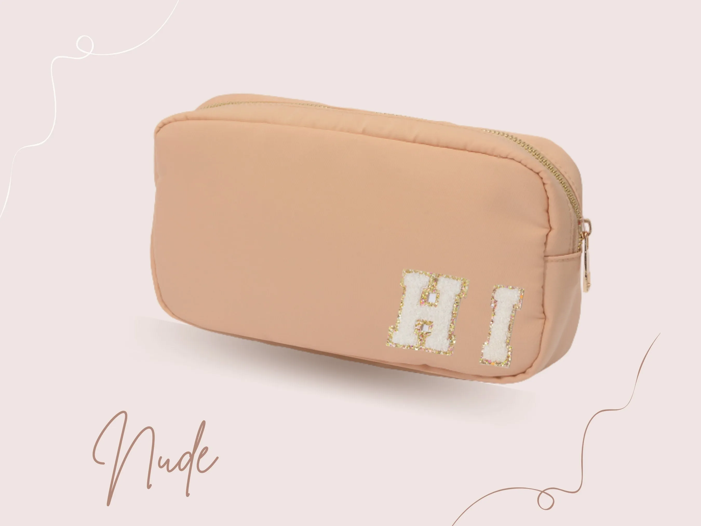 Nylon Makeup Bag, Best Friend Gift, Bridesmaid Proposal Gift, Personalized Cosmetic Bag, Varsity Letters