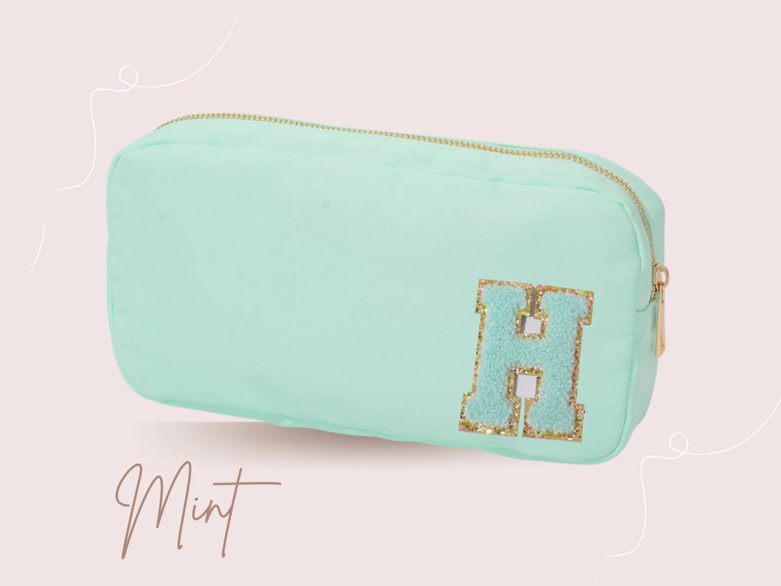 Nylon Makeup Bag, Best Friend Gift, Bridesmaid Proposal Gift, Personalized Cosmetic Bag, Varsity Letters