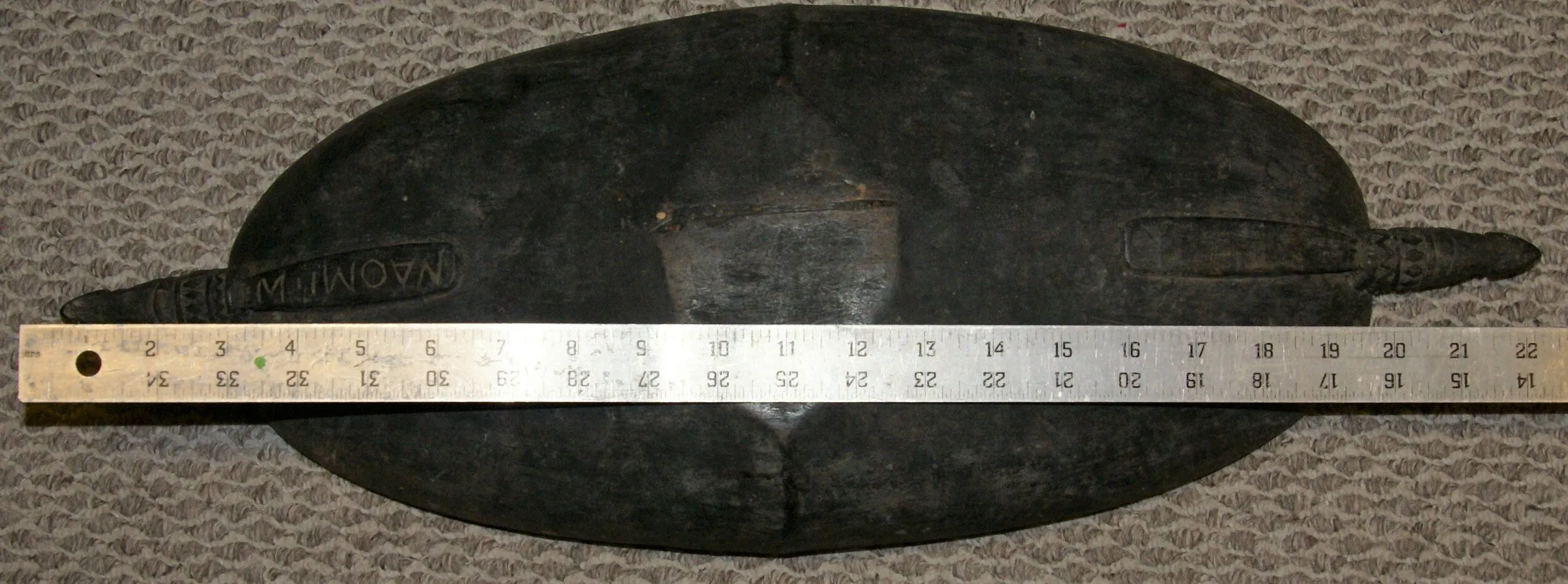 Old Unique Sing-Sing Festival Ceremonial Hand Carved Bowl, Large Platter to serve Betel, Lime, Sago & Grub during Initiations, Rites of passage, Wars victories, Weddings, 23 1/2" Lg, Ramu River, Papua New Guinea. Item 60A11, Late 20th C.