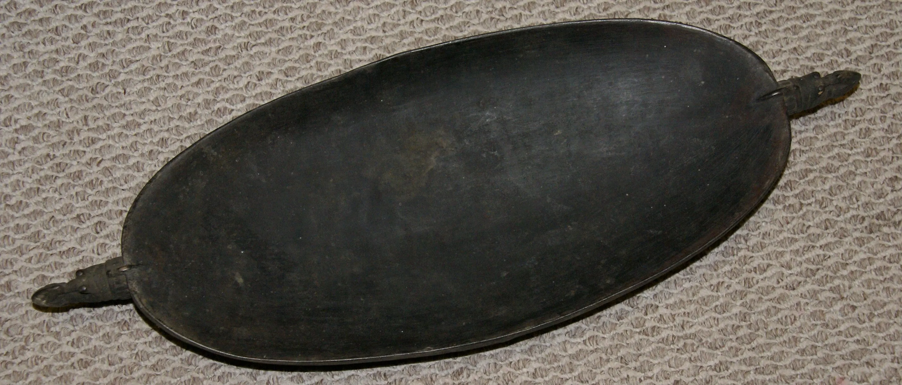 Old Unique Sing-Sing Festival Ceremonial Hand Carved Bowl, Large Platter to serve Betel, Lime, Sago & Grub during Initiations, Rites of passage, Wars victories, Weddings, 23 1/2" Lg, Ramu River, Papua New Guinea. Item 60A11, Late 20th C.
