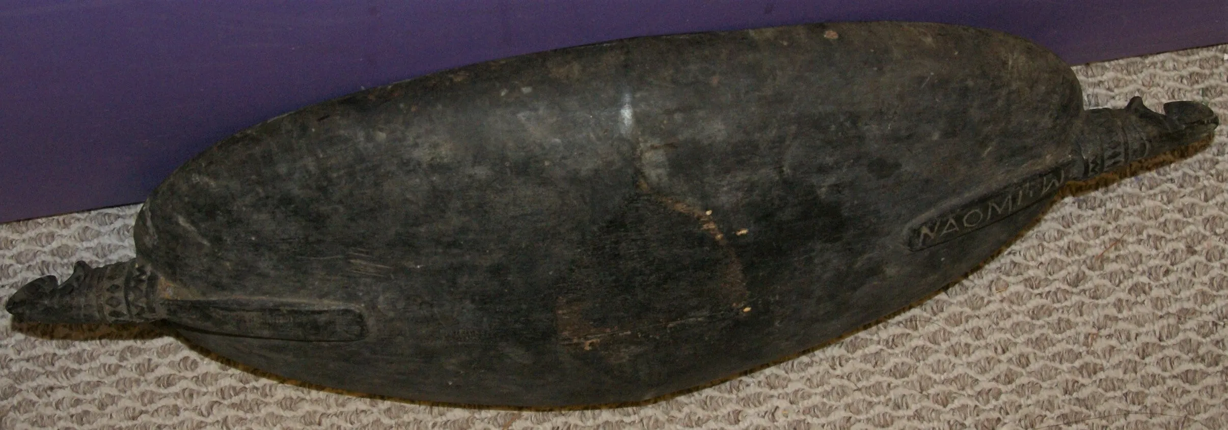Old Unique Sing-Sing Festival Ceremonial Hand Carved Bowl, Large Platter to serve Betel, Lime, Sago & Grub during Initiations, Rites of passage, Wars victories, Weddings, 23 1/2" Lg, Ramu River, Papua New Guinea. Item 60A11, Late 20th C.