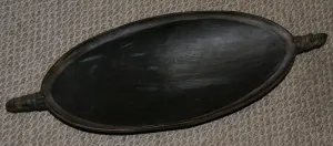 Old Unique Sing-Sing Festival Ceremonial Hand Carved Bowl, Large Platter to serve Betel, Lime, Sago & Grub during Initiations, Rites of passage, Wars victories, Weddings, 25" Long, Ramu River, Papua New Guinea. Item 60A15. Late 20th C.