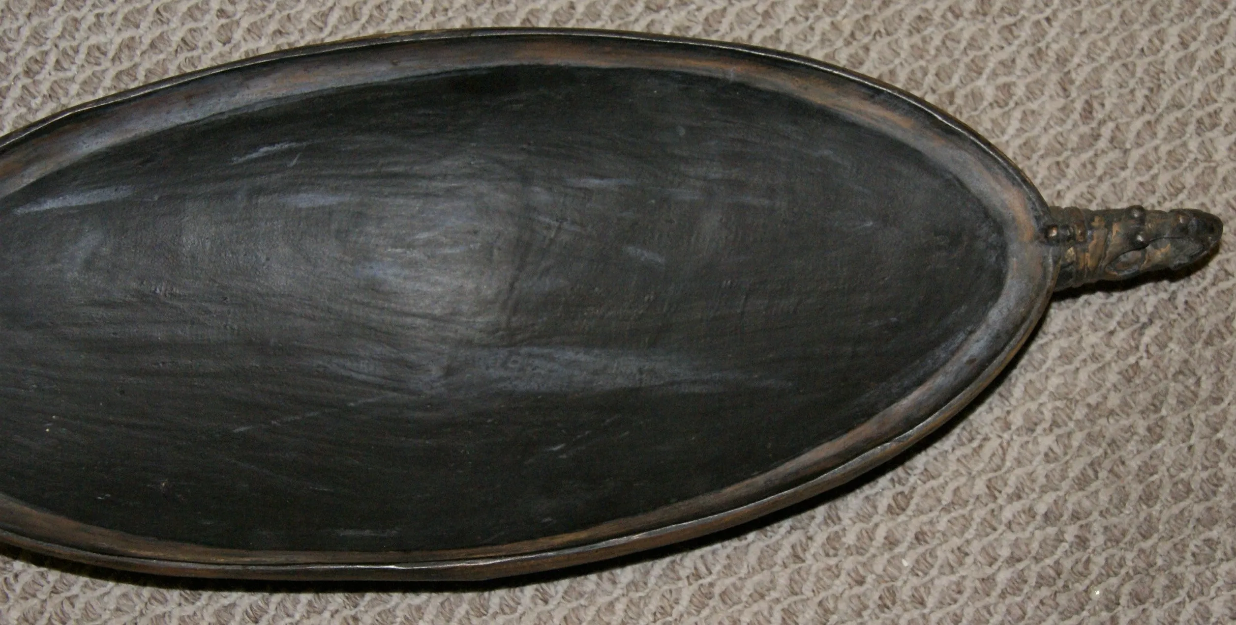 Old Unique Sing-Sing Festival Ceremonial Hand Carved Bowl, Large Platter to serve Betel, Lime, Sago & Grub during Initiations, Rites of passage, Wars victories, Weddings, 25" Long, Ramu River, Papua New Guinea. Item 60A15. Late 20th C.