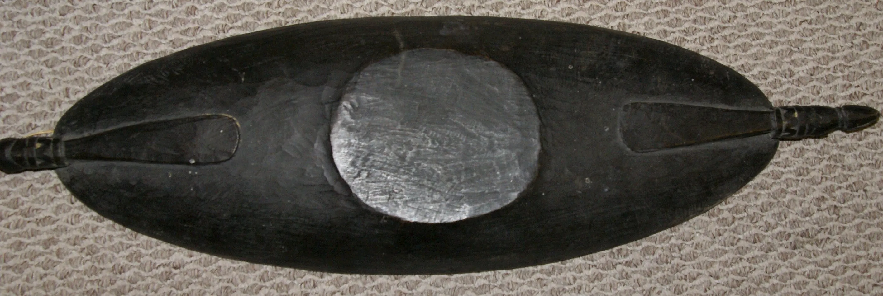 Old Unique Sing-Sing Festival Ceremonial Hand Carved Bowl, Large Platter to serve Betel, Lime, Sago & Grub during Initiations, Rites of passage, Wars victories, Weddings, 28" Long, Ramu River, Papua New Guinea. Item 60A16, Late 20th C.