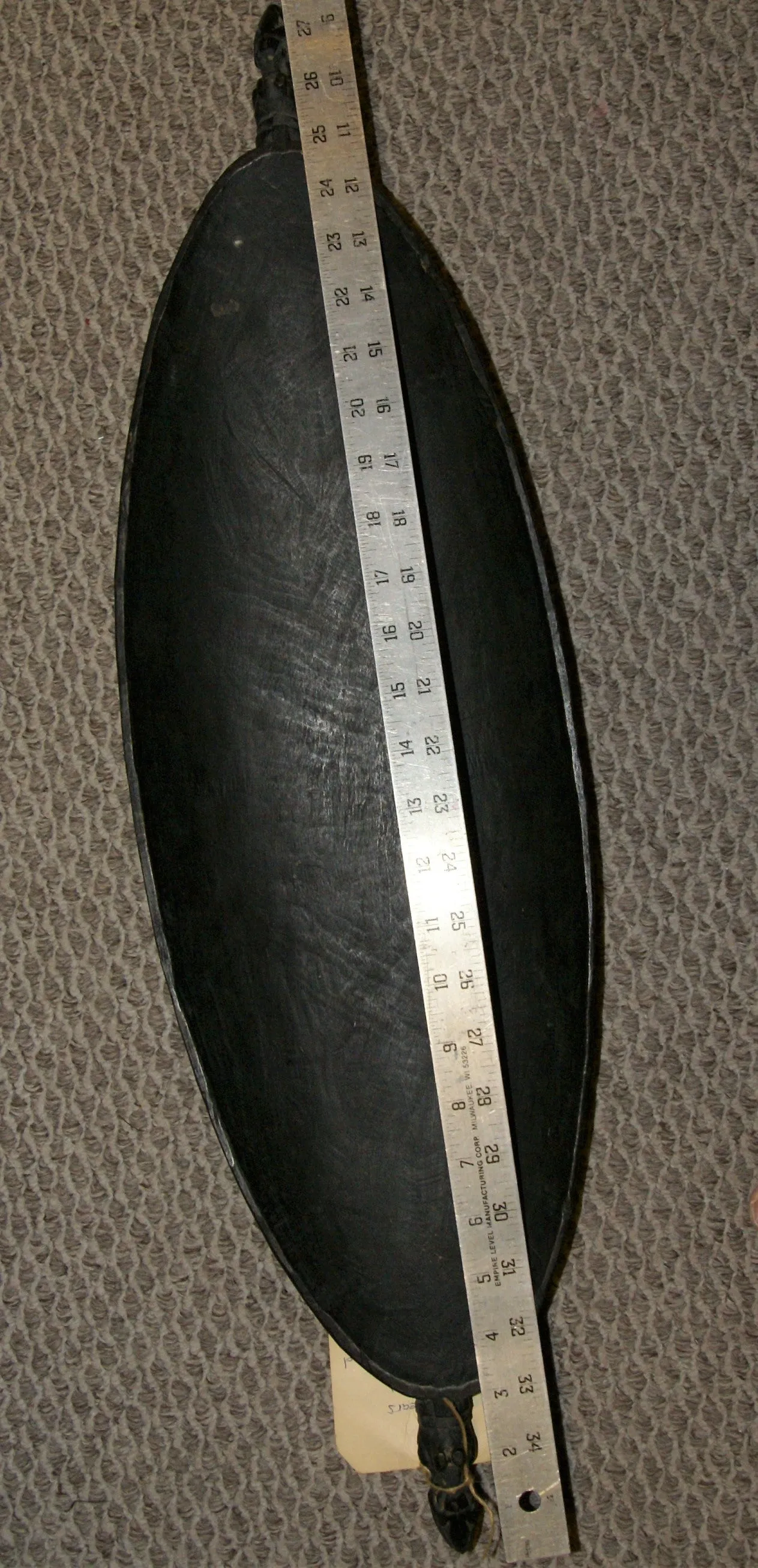Old Unique Sing-Sing Festival Ceremonial Hand Carved Bowl, Large Platter to serve Betel, Lime, Sago & Grub during Initiations, Rites of passage, Wars victories, Weddings, 28" Long, Ramu River, Papua New Guinea. Item 60A16, Late 20th C.