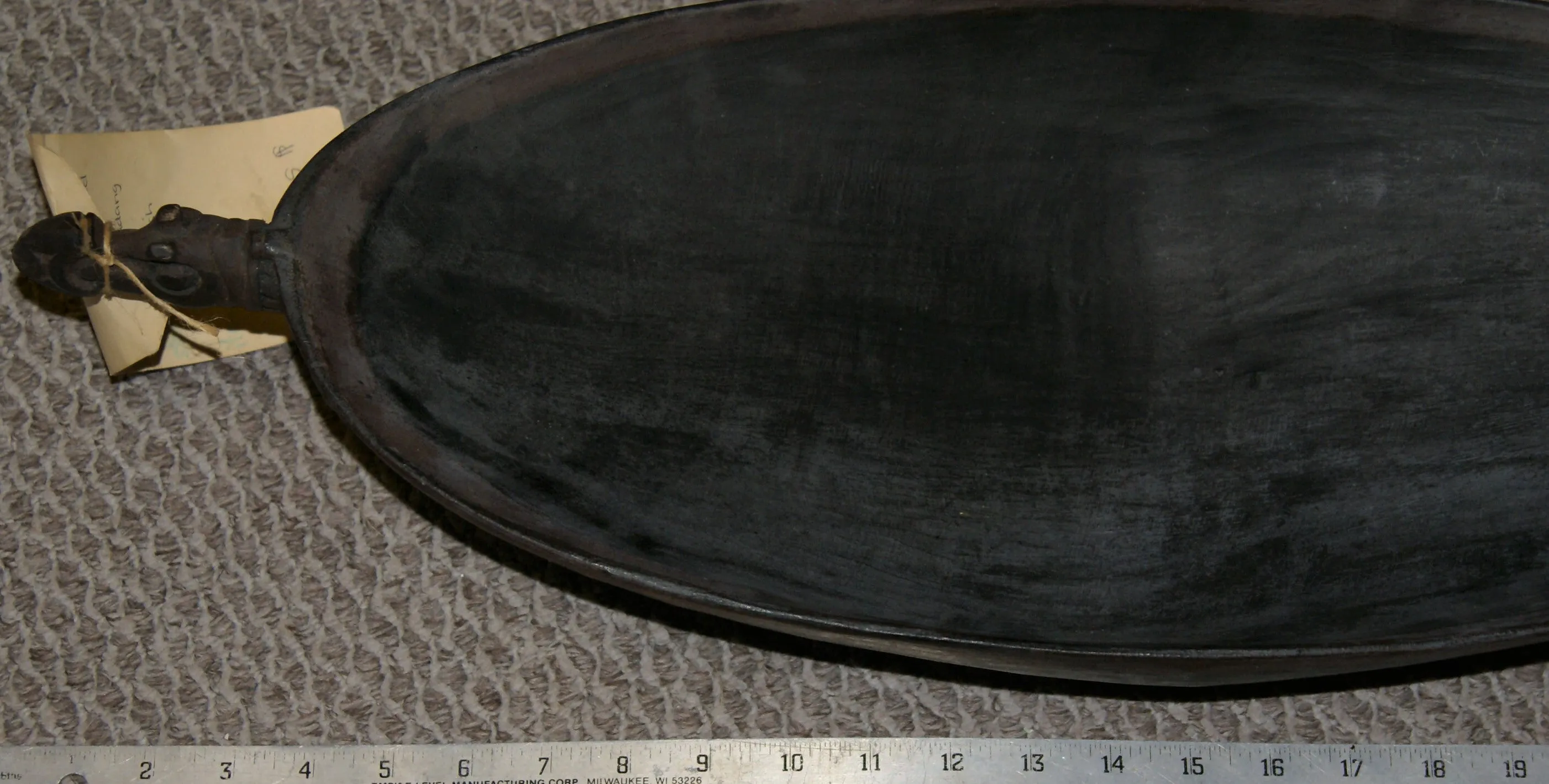 Old Unique Sing-Sing Festival Ceremonial Hand Carved Wooden Bowl, Large Platter to serve Betel, Lime, Sago & Grub during Initiations, Rites of passage, Wars victories, Weddings, 28" Long, Ramu River, Papua New Guinea. Item 60A7. Late 20th C.
