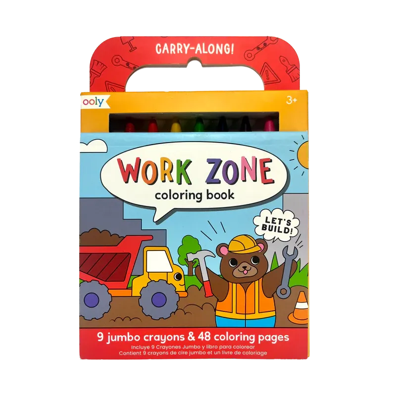 Ooly - Carry-Along! Work Zone Coloring Book & Jumbo Crayons