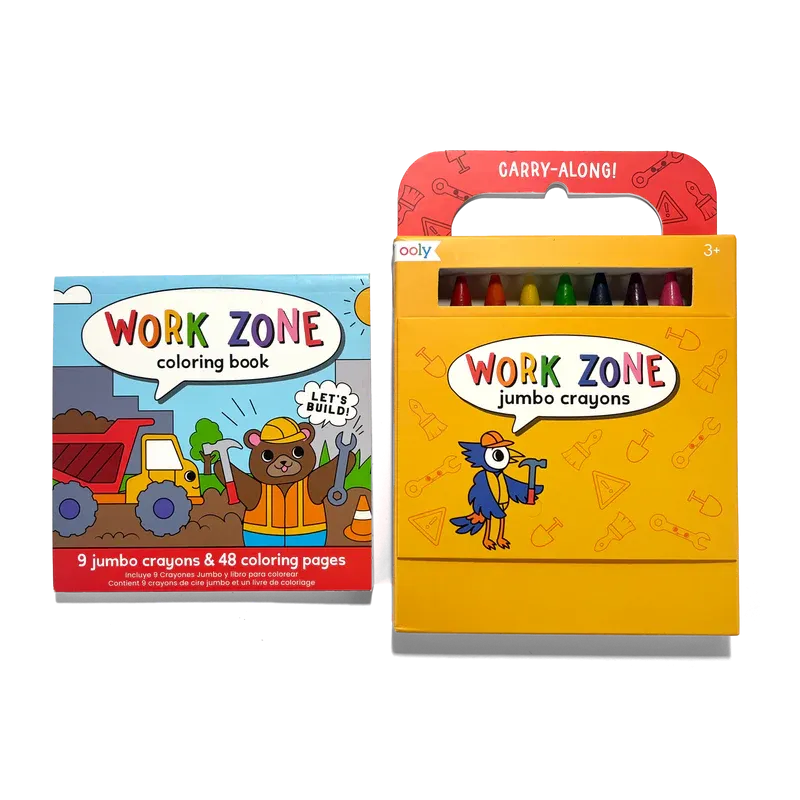 Ooly - Carry-Along! Work Zone Coloring Book & Jumbo Crayons