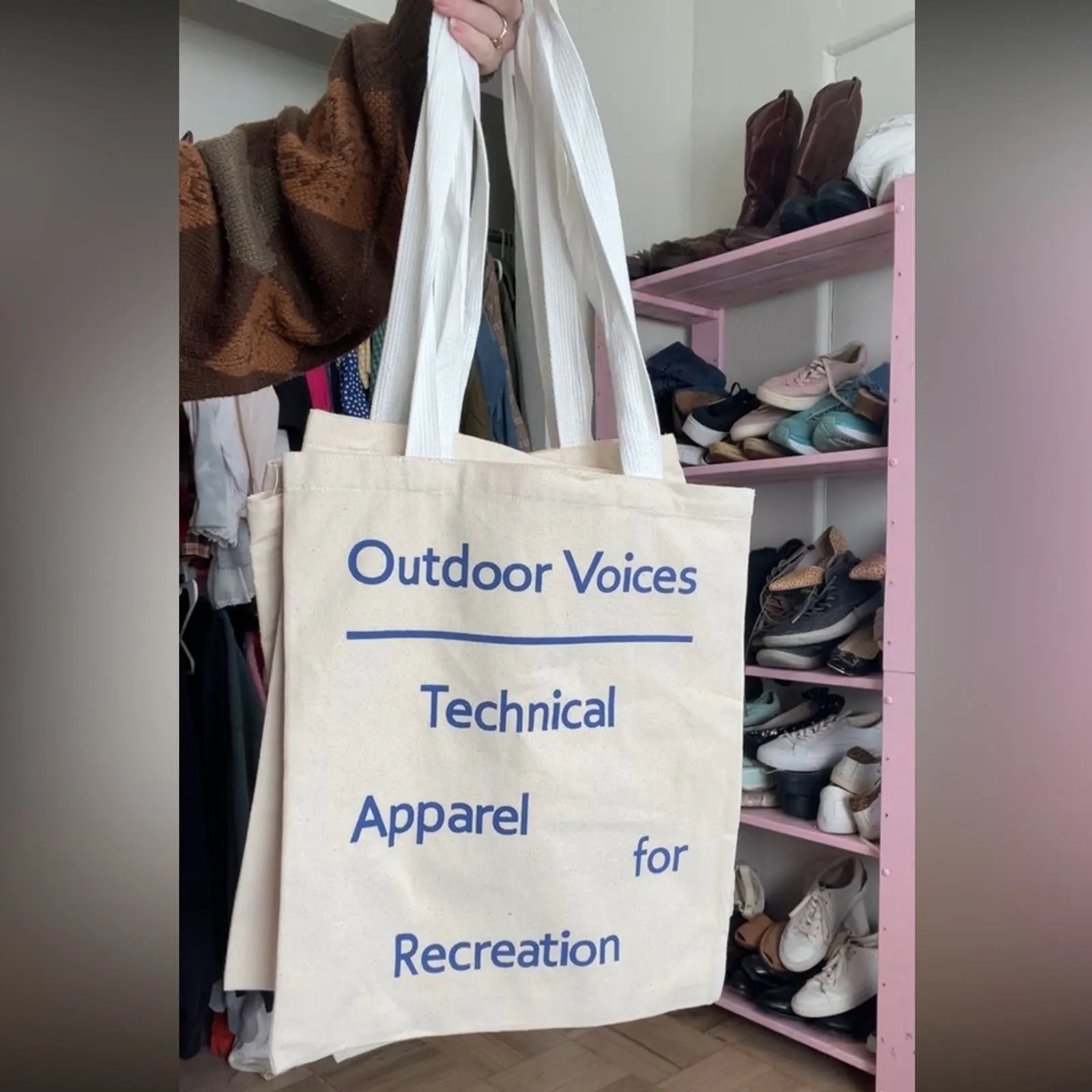 Outdoor Voices Technical Apparel for Recreation Canvas Signature Tote Bag