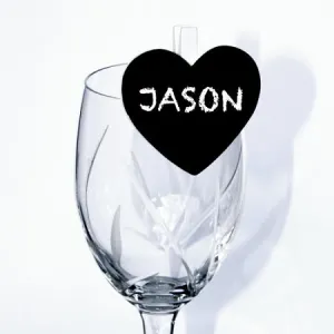 Pack of 6 white Clip Heart Shape Chalkboard Place Card