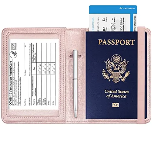 Passport and Vaccine Card Holder Combo - HOTCOOL Leather RFID