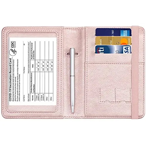 Passport and Vaccine Card Holder Combo - HOTCOOL Leather RFID