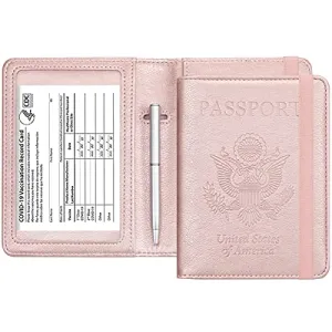 Passport and Vaccine Card Holder Combo - HOTCOOL Leather RFID