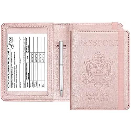 Passport and Vaccine Card Holder Combo - HOTCOOL Leather RFID