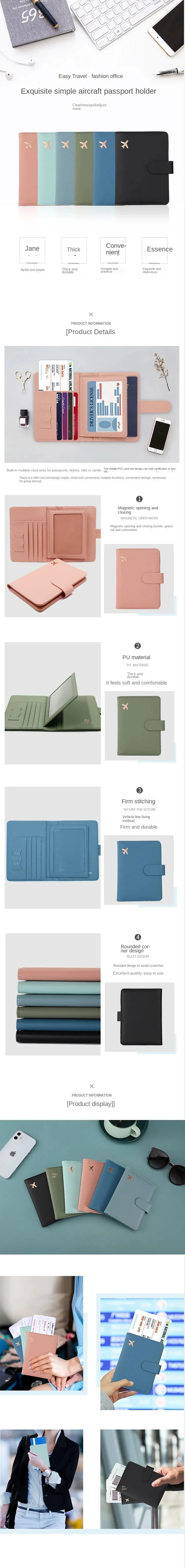 Passport Cover PU Leather Man Women Travel Passport Holder with Credit Card Holder Case Wallet Protector Cover Case