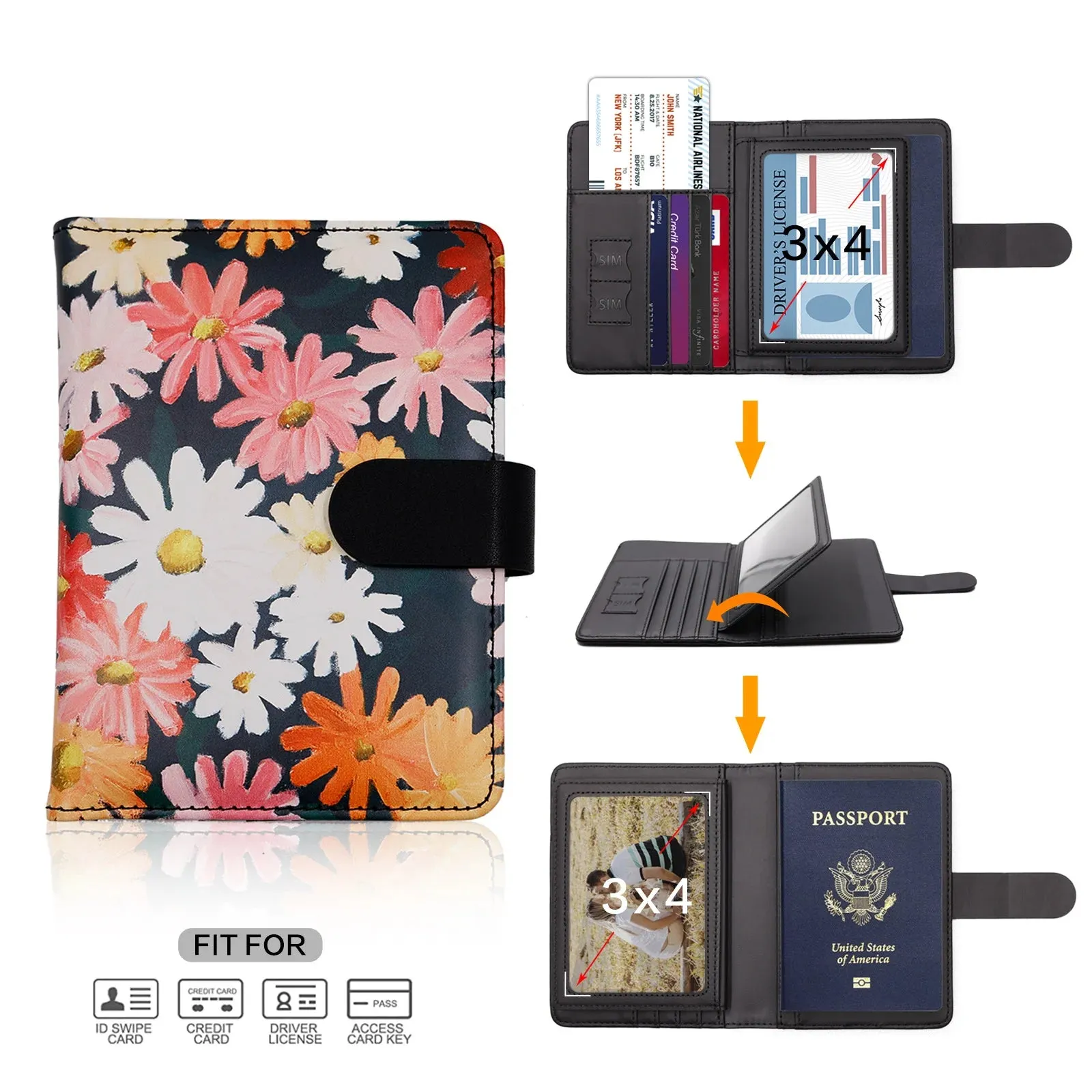 Passport Cover PU Leather Man Women Travel Passport Holder with Credit Card Holder Case Wallet Protector Cover Case