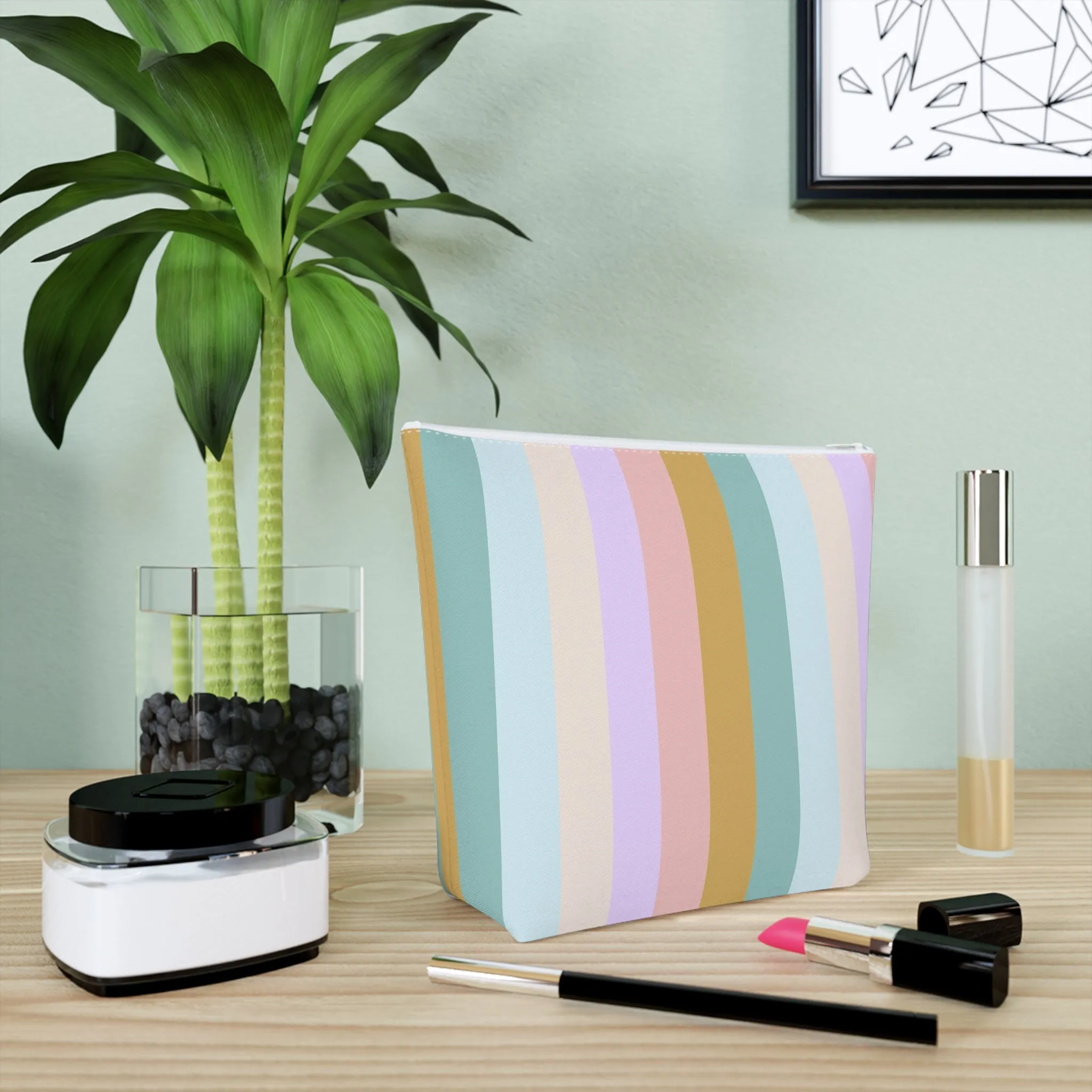 Pastel Rainbo Stripe Cosmetic Bag