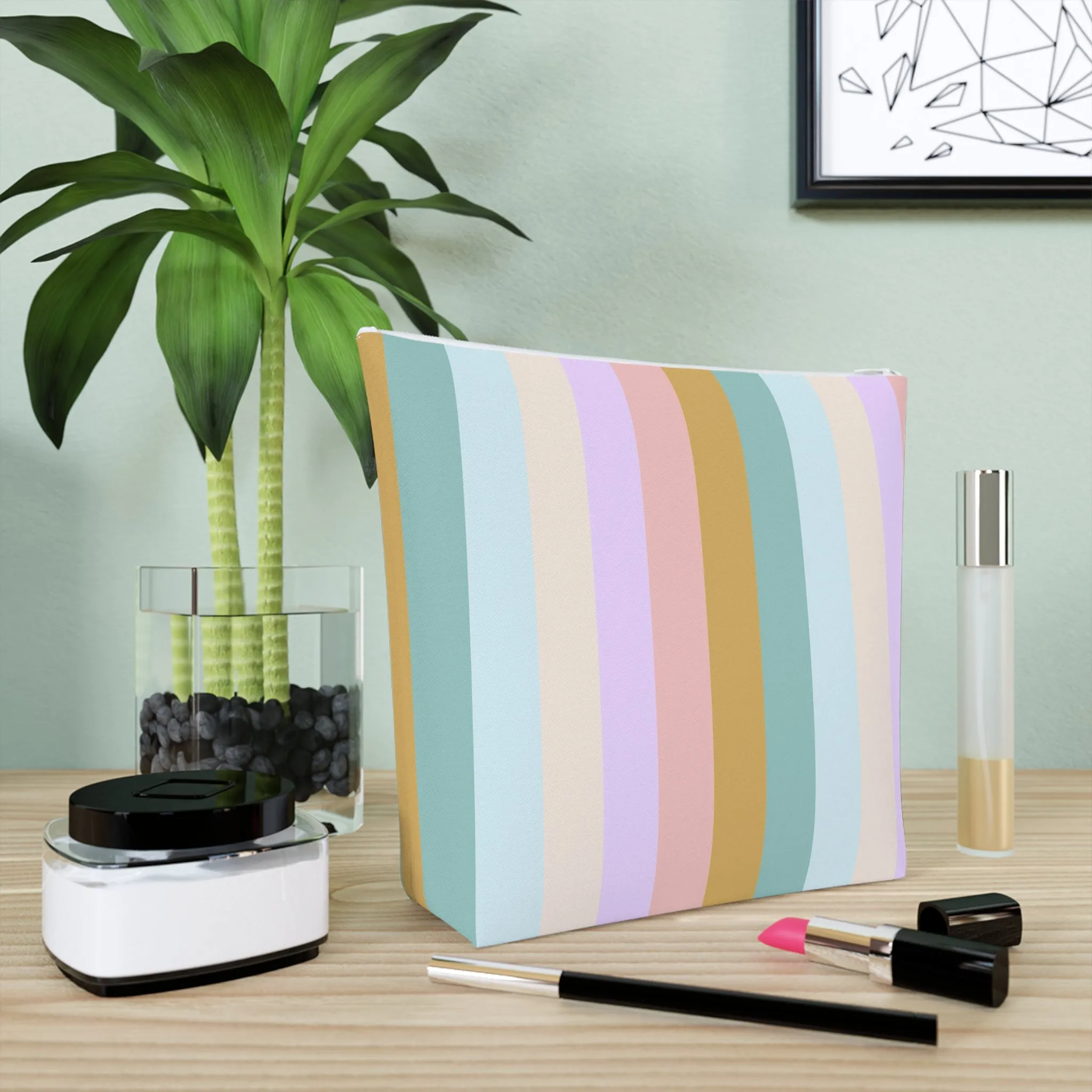 Pastel Rainbo Stripe Cosmetic Bag