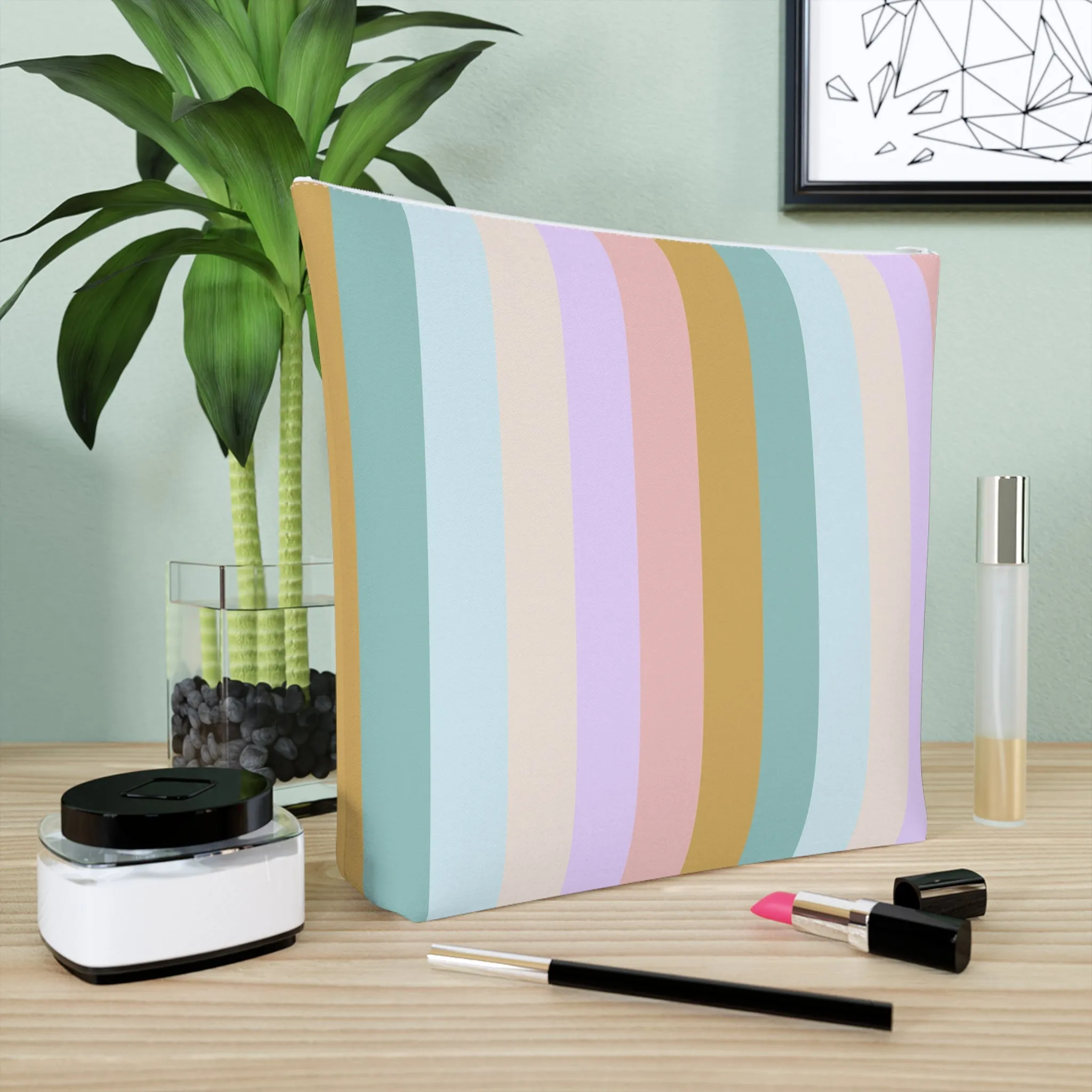 Pastel Rainbo Stripe Cosmetic Bag