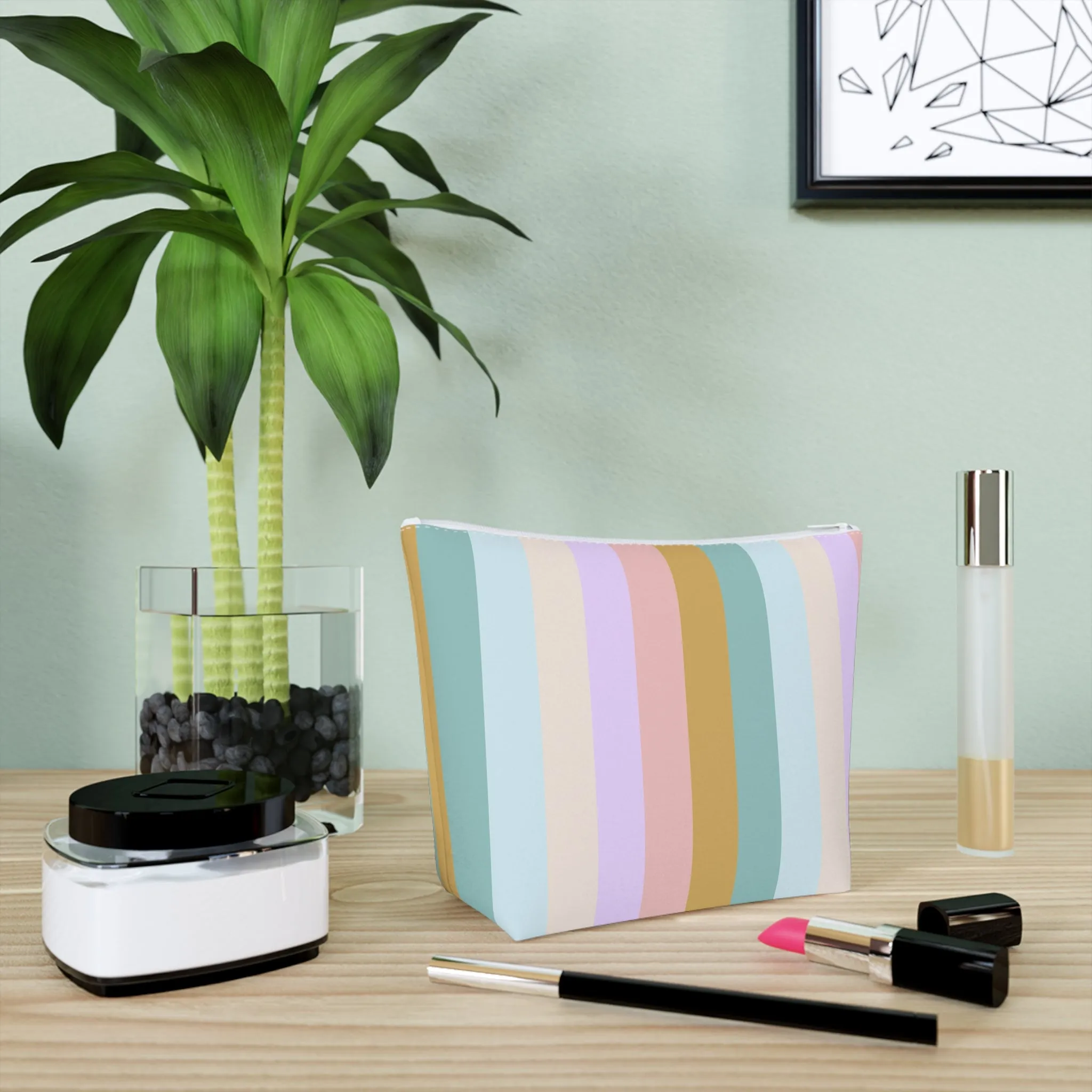 Pastel Rainbo Stripe Cosmetic Bag
