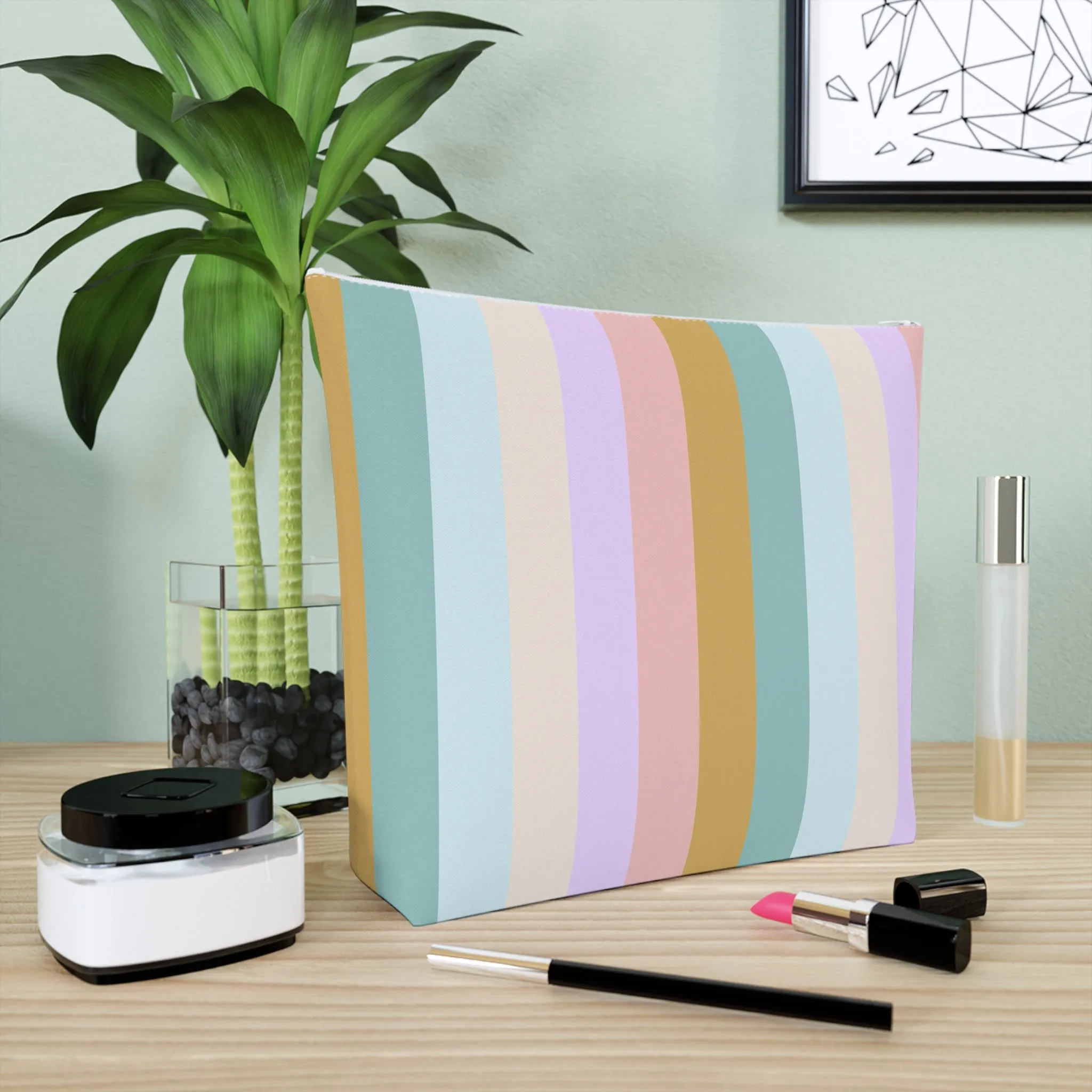 Pastel Rainbo Stripe Cosmetic Bag