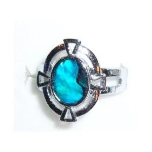 Paua Shell Silver Celtic Ring