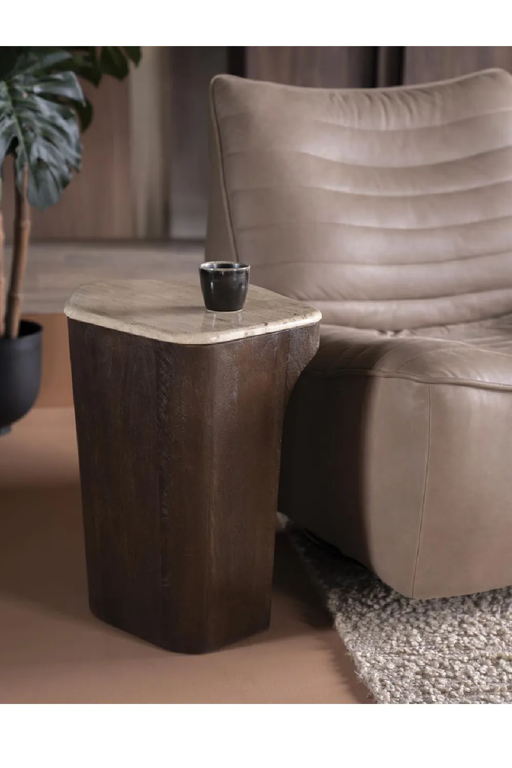 Pentagon Travertine Side Table | Eleonora Luna