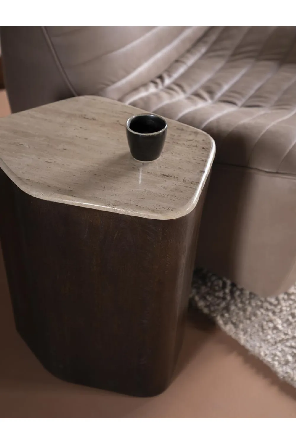 Pentagon Travertine Side Table | Eleonora Luna