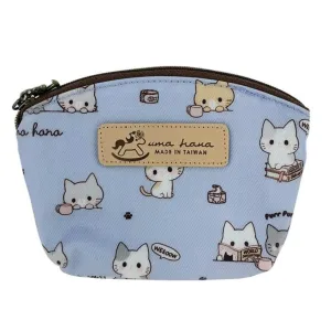 Periwinkle Blue Meow Cat Shell Keychain Coin Purse