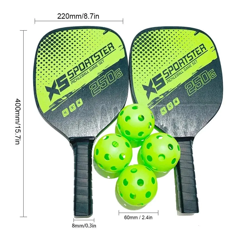 Pickle-Ball Racquet with Balls Sports Accessory Pickleball Rackets Set Pickleball Paddle Set of 2 Rackets and 4 Pickleball Balls