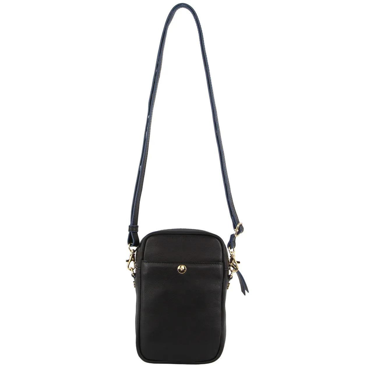 PIERRE CARDIN TWO TONE URBAN LOOK LEATHER CROSSBODY BAG - BLACK