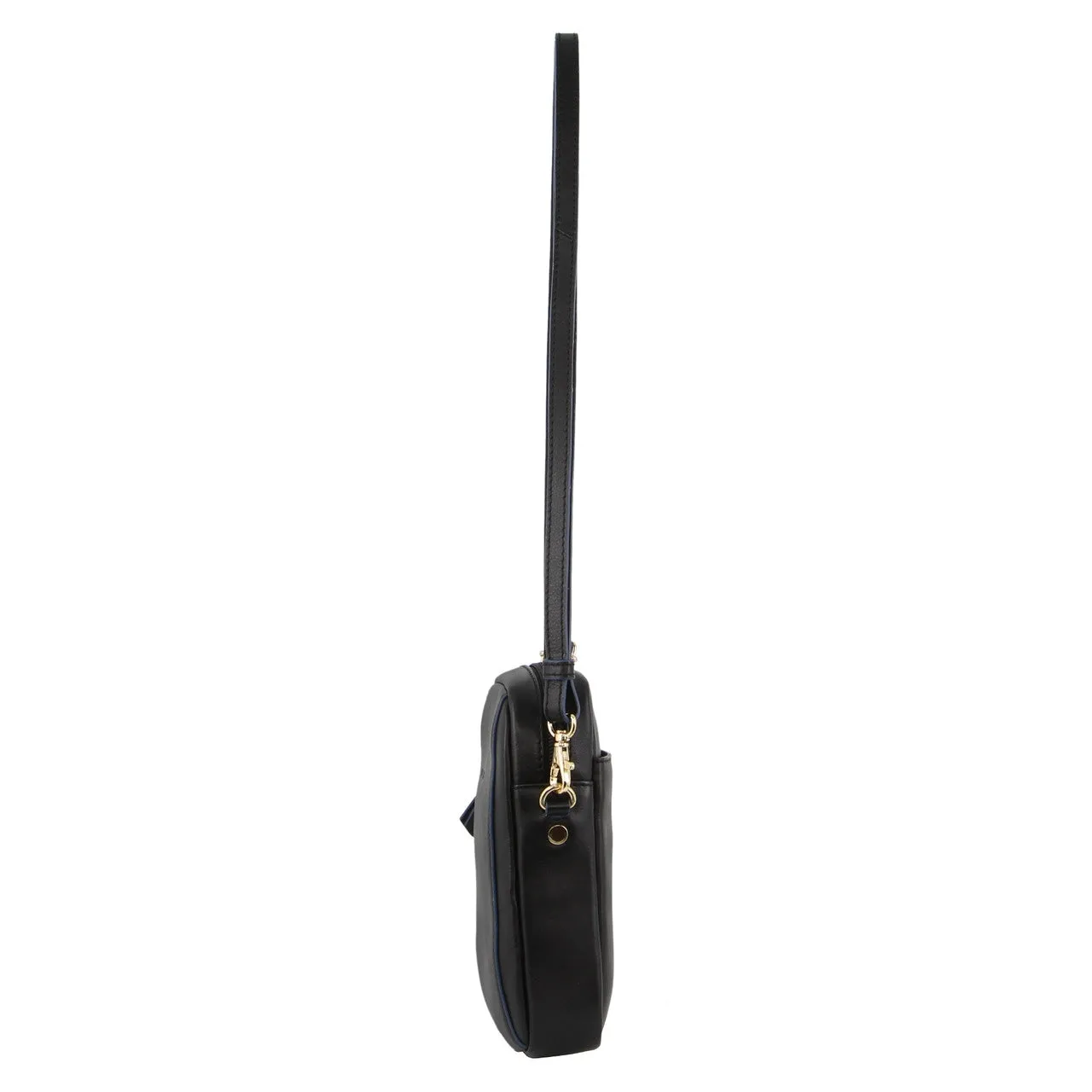 PIERRE CARDIN TWO TONE URBAN LOOK LEATHER CROSSBODY BAG - BLACK